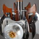 Mazzega chandelier in murano glass, chrome and wood, 1970's