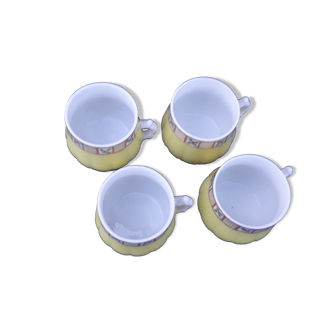 4 cups porcelain mocha service from Limoges Bernardaud and Co.