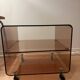 Smoked plexiglass side table/occasional table by designer Michel Dumas.