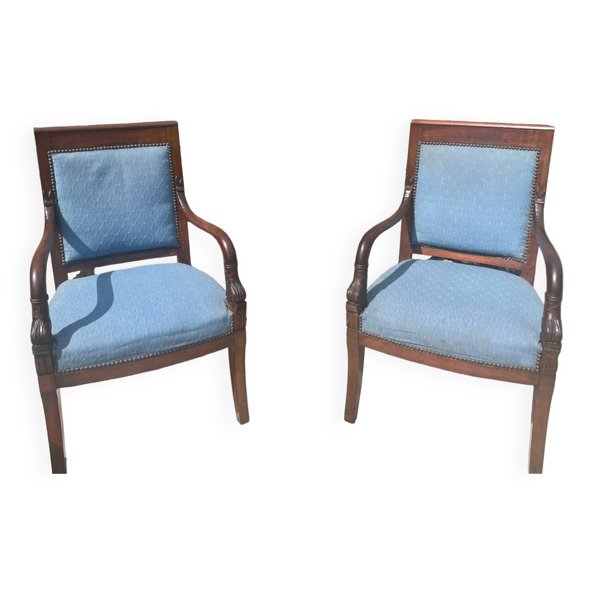 Pair of Empire Period Dolphin Armchairs