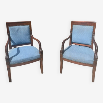 Pair of Empire Period Dolphin Armchairs