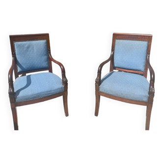 Pair of Empire Period Dolphin Armchairs