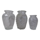 3 vintage molded glass bulbous vases 50s