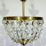 2-light brass and crystal ceiling light