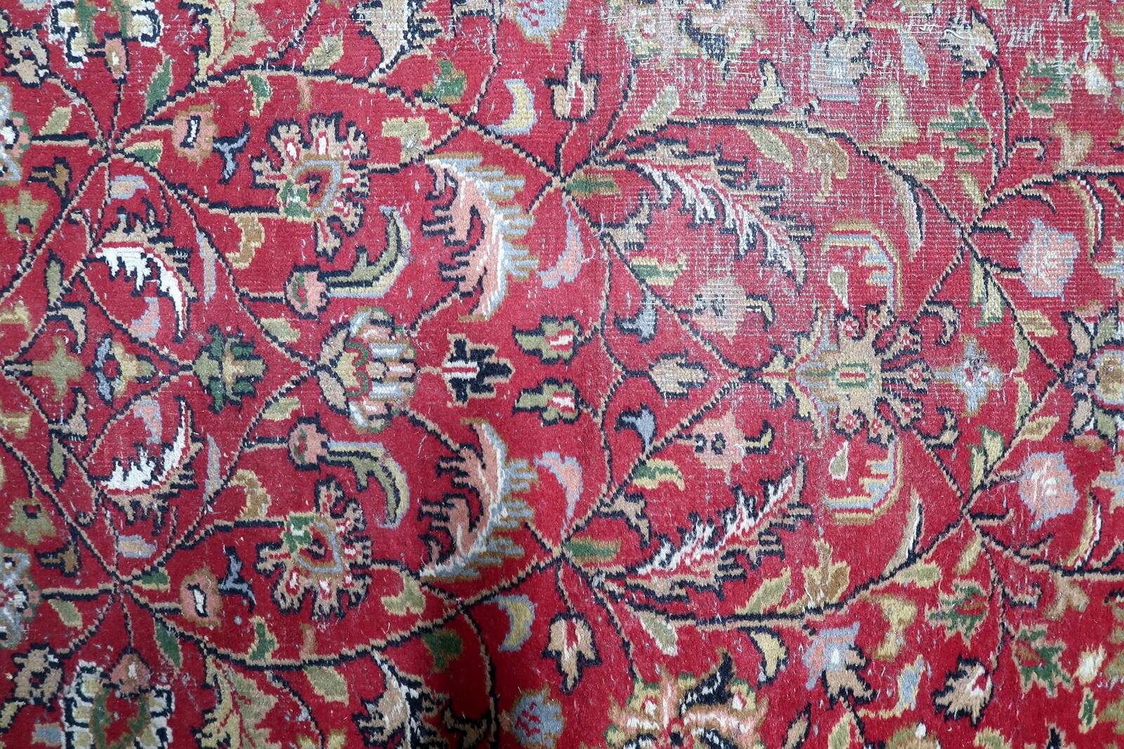 Tapis persan vintage fait main, Hamadan usé, 128 cm x 189 cm, années 1950.