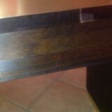 Table basse avec plateau en verre noir relevable et rallonges années 40-50