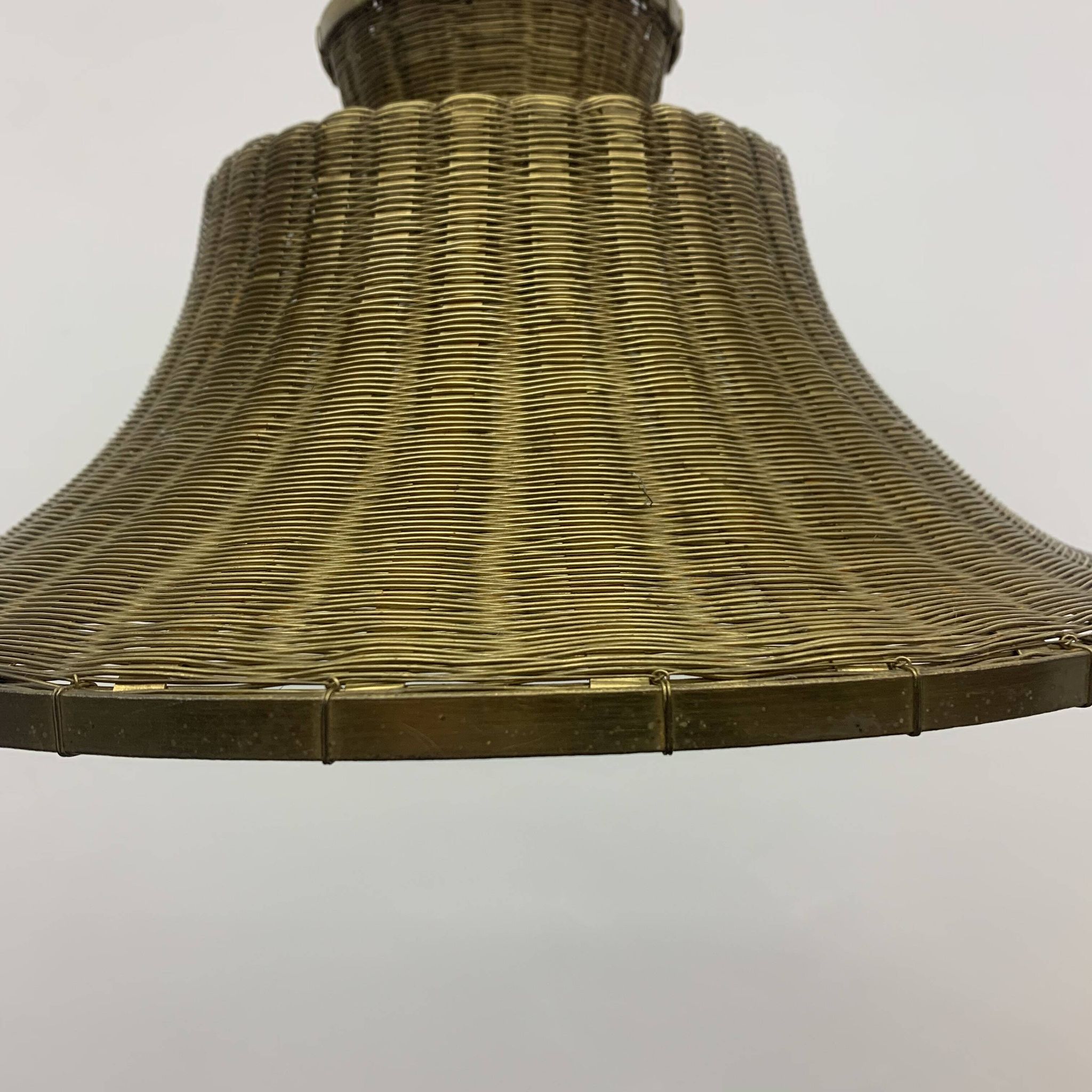 Woven brass wire hanging lamp , 1950s