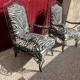 Paire de fauteuils fer forgé