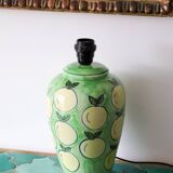 Green ceramic lamp with pop apples