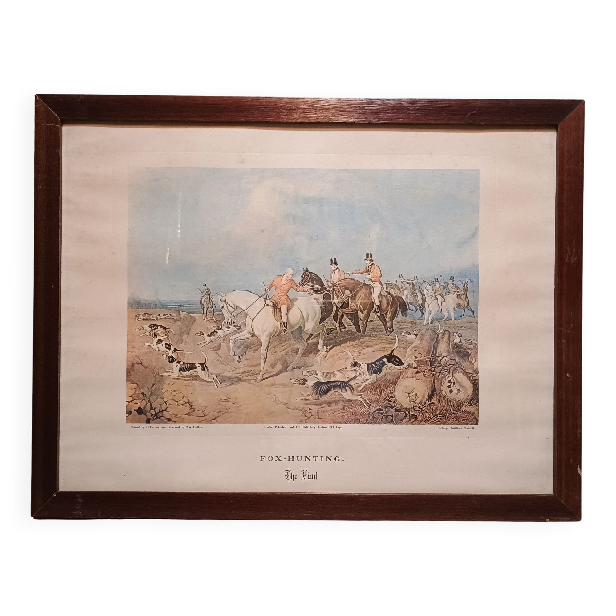 Estampe Fox-Hunting The Find, peint par J.E. Herring 1846