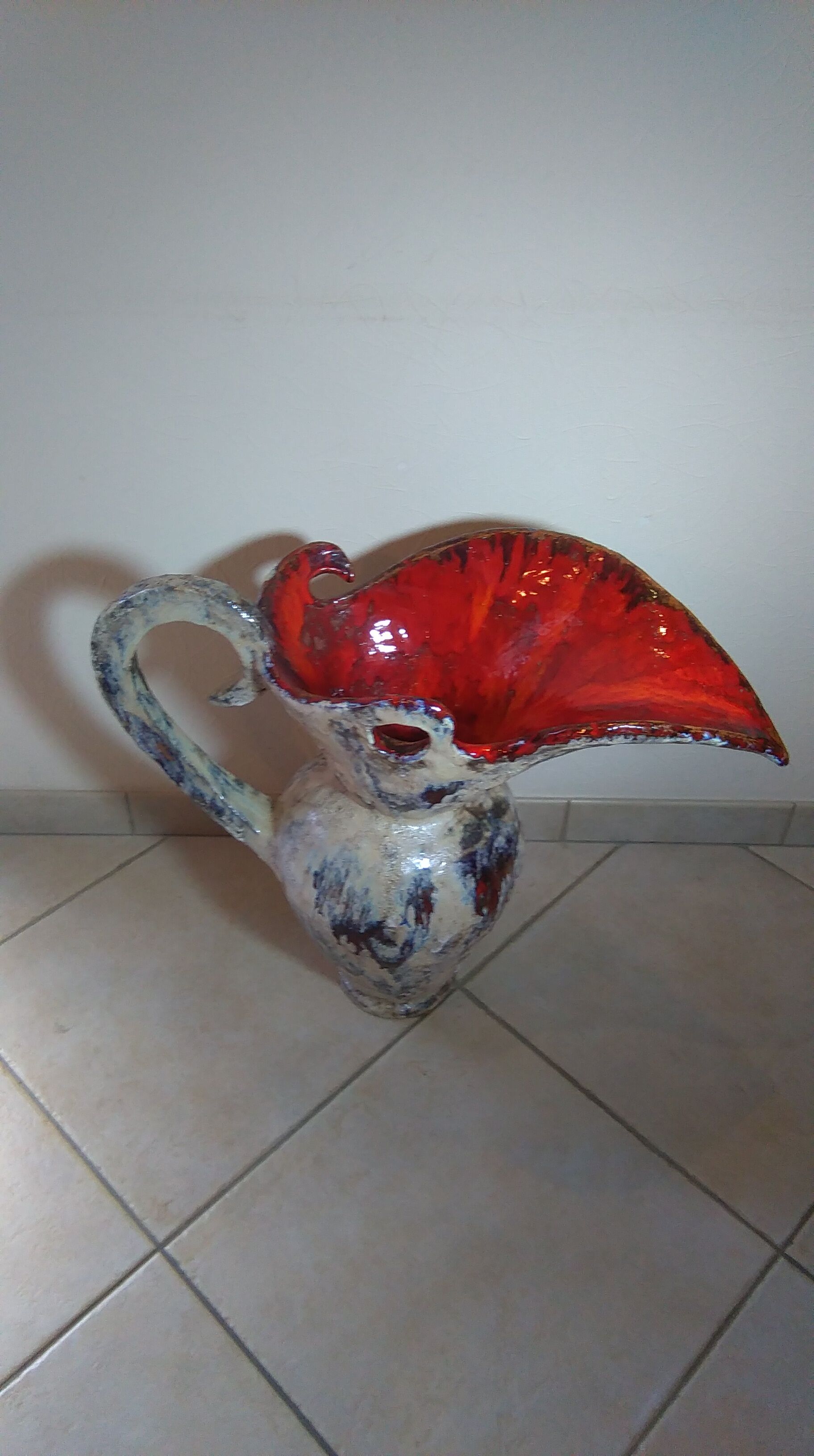 Zoomorphic vallauris ceramic pitcher