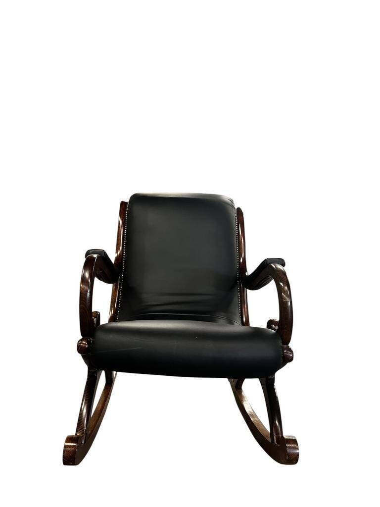 Vintage black leather rocking chair