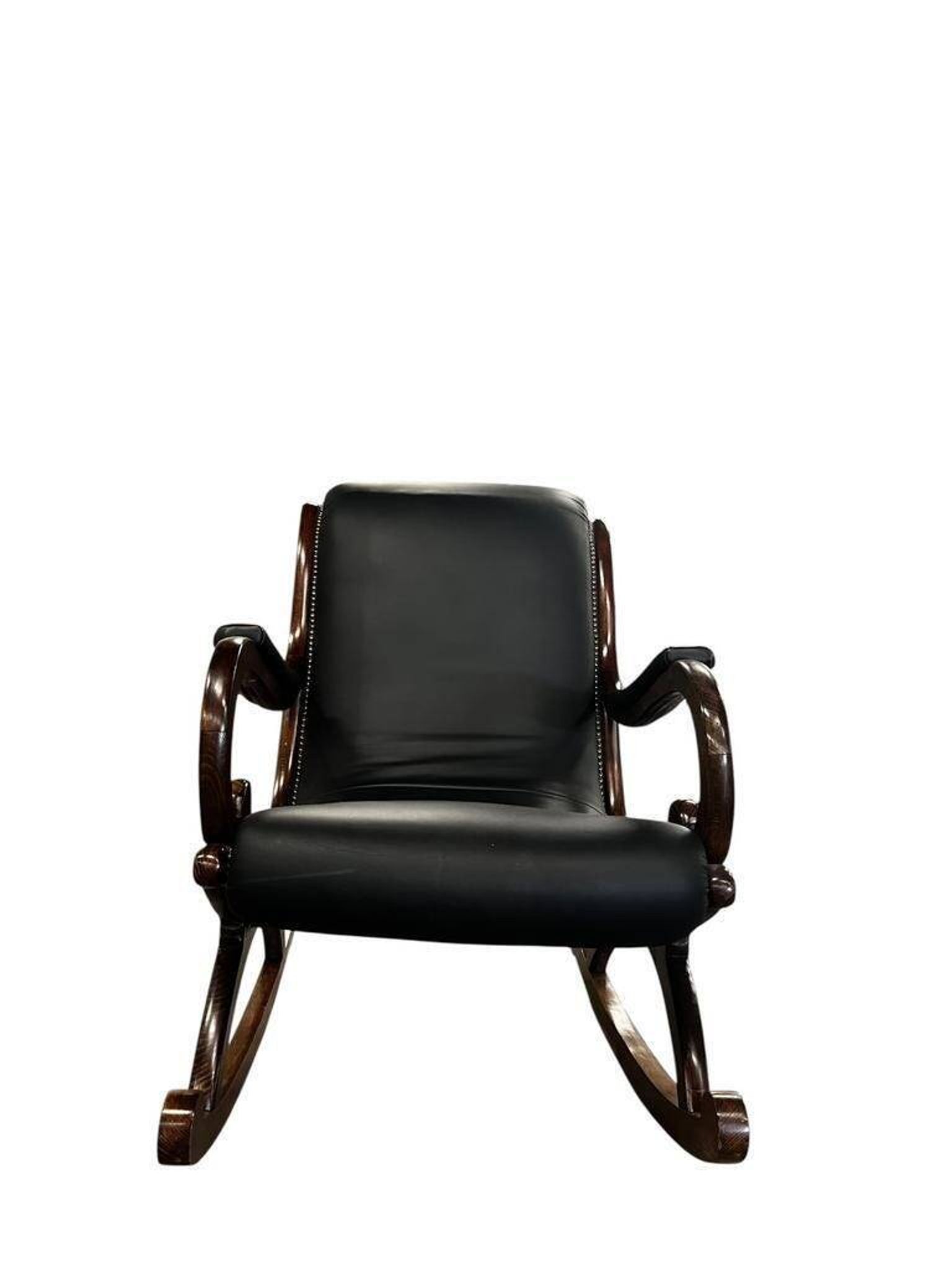 Fauteuil à bascule vintage en cuir noir