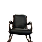 Vintage black leather rocking chair