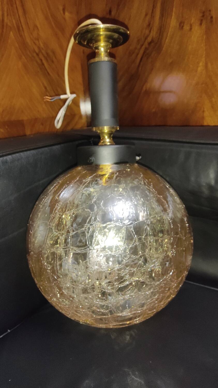 Vintage amber ball pendant light
