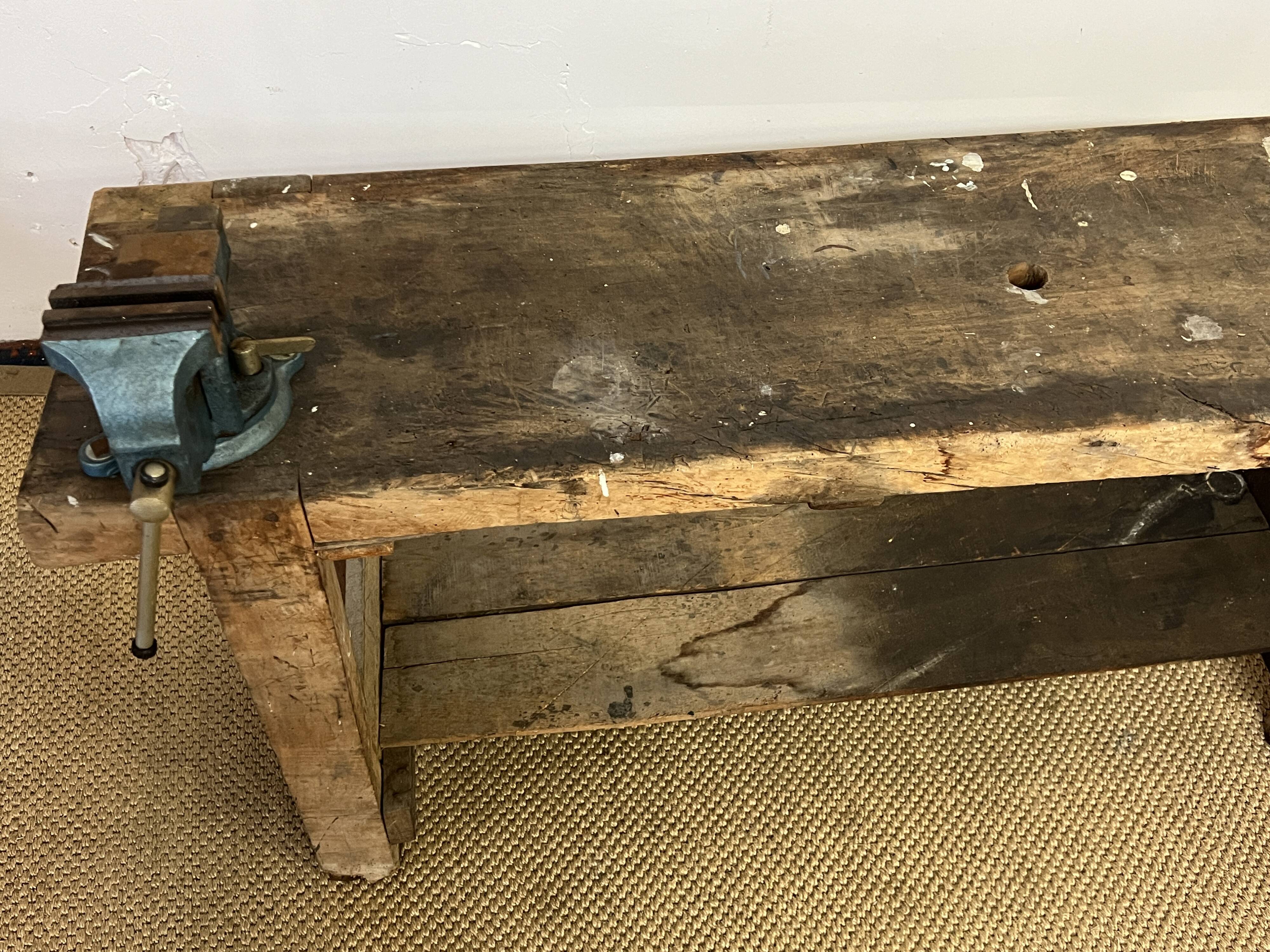 Old wooden craft workbench