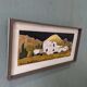Mid-Century Modern Swedish Oil Painting "White Village" Vintage Framed Landscape