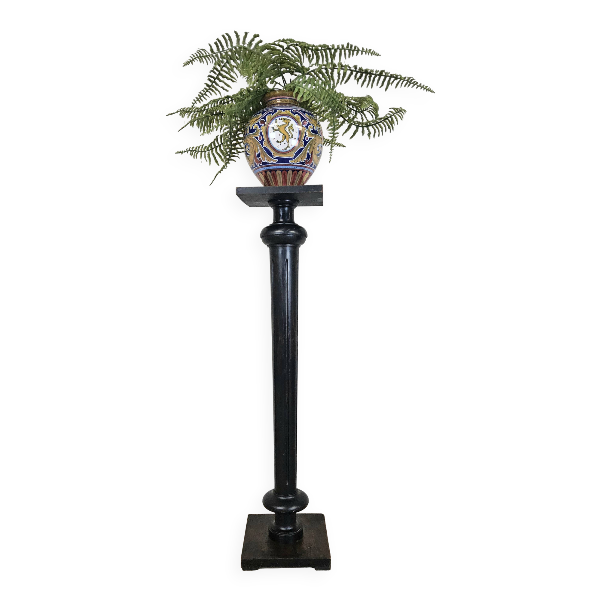 Support de plante en bois ancien / piédestal / socle