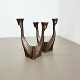 set of 2 Midcentury Brutalist Bronze Candleholder, Michael Harjes, Germany 1960s