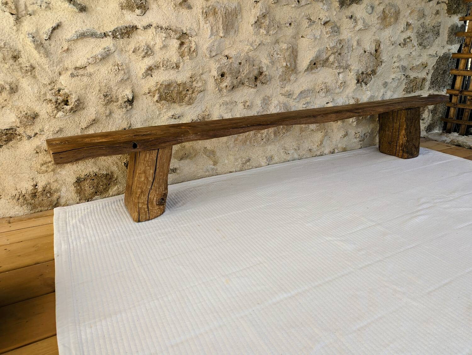 Low raw oak console