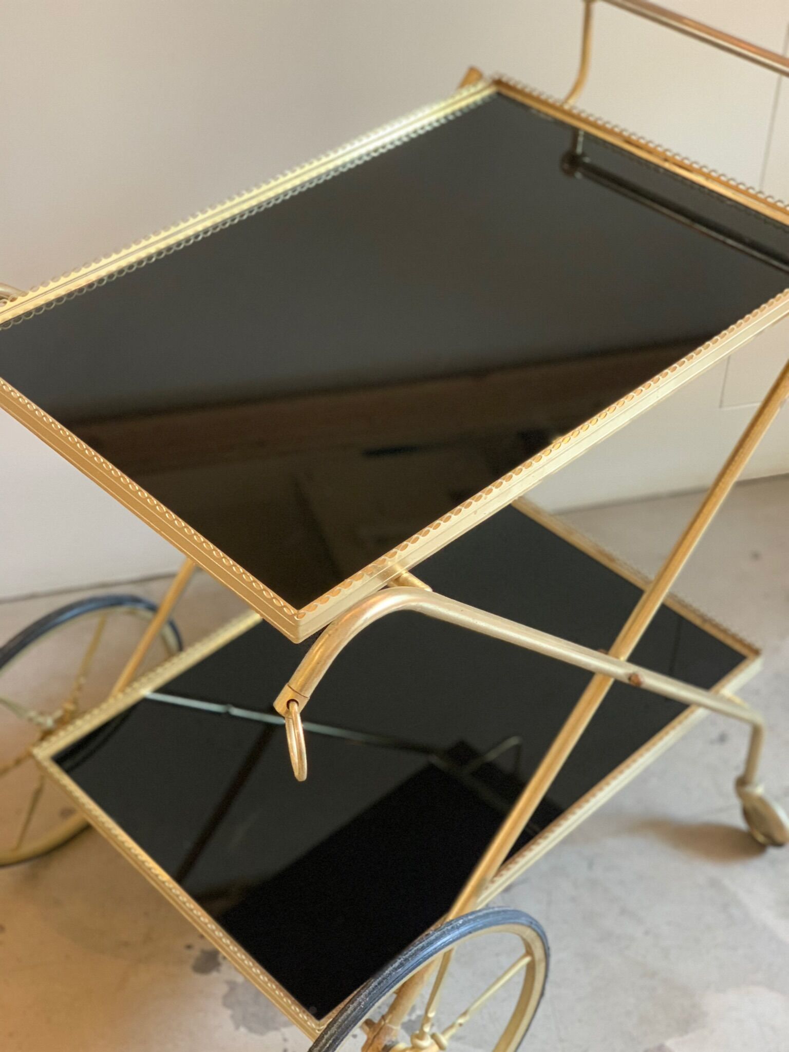 Brass and glass service trolley