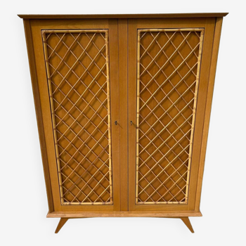 Rattan style wooden cabinet