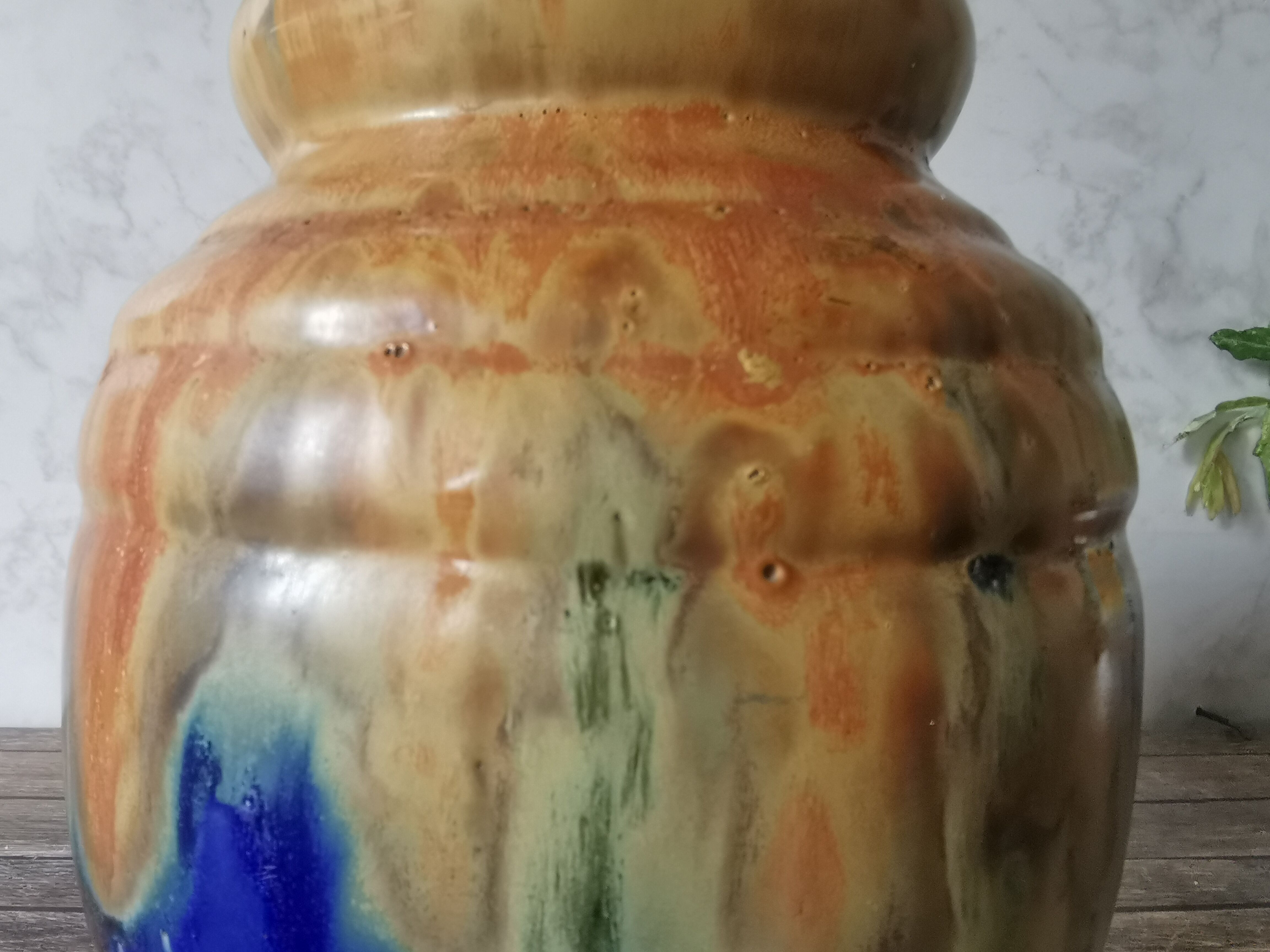 Enamelled sandstone vase G. Metenier
