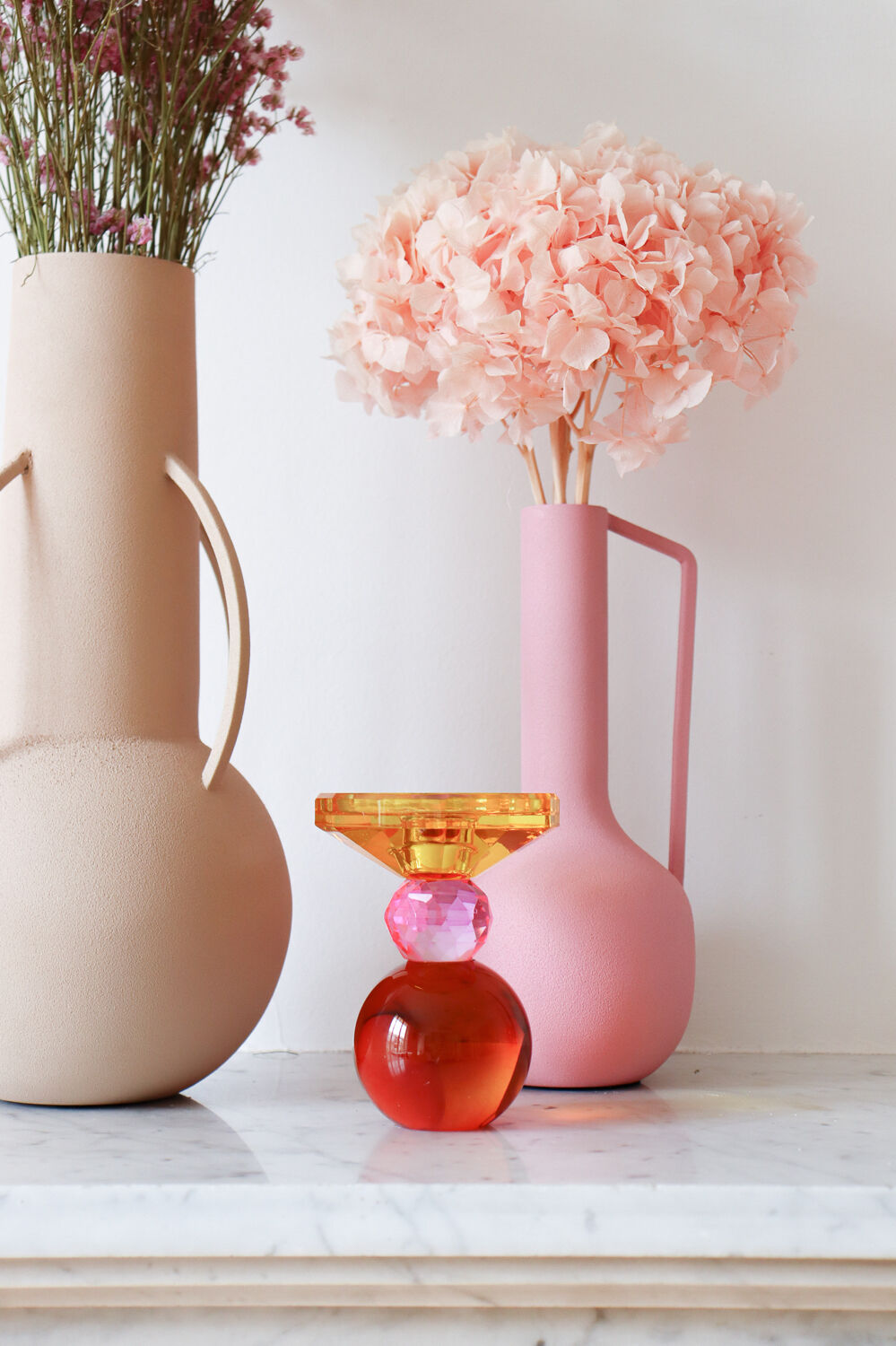 Colored glass candle holder