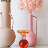 Colored glass candle holder