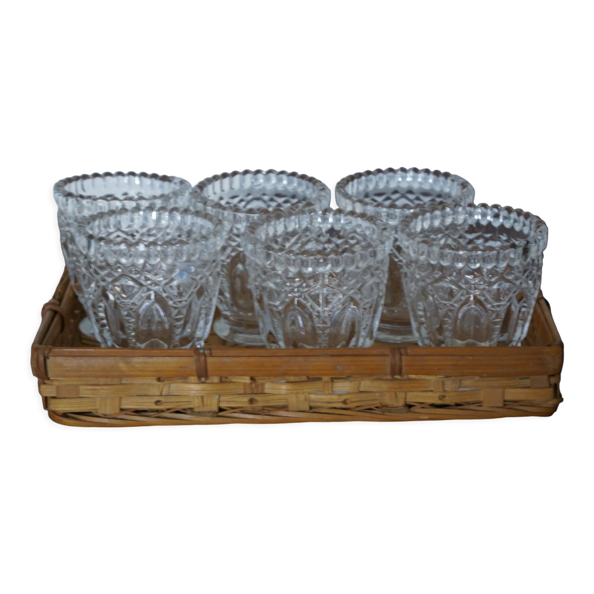 Coffee service with 1960s bamboo basket