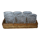 Service à café avec panier en bamboo années 1960