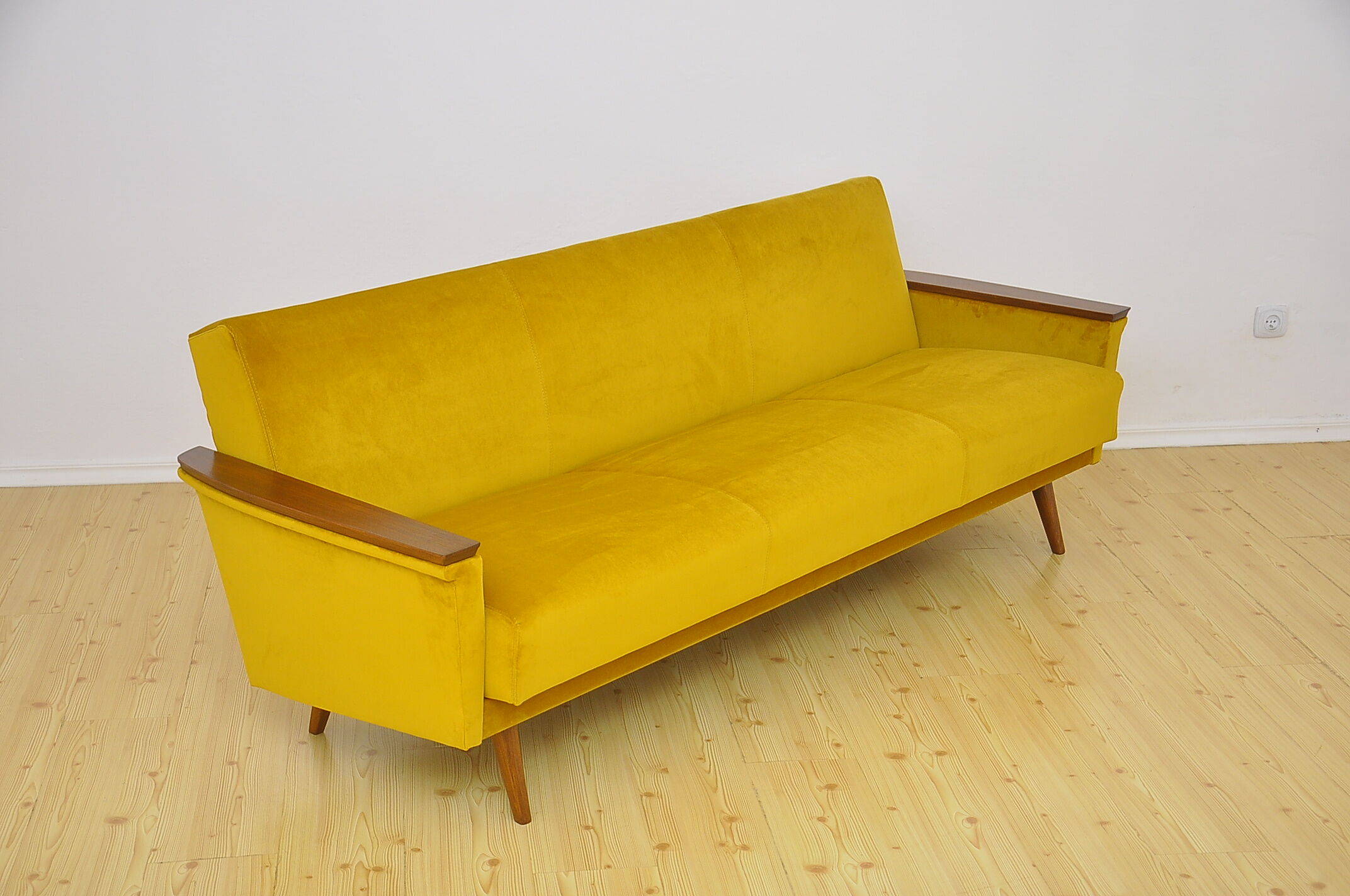 Velvet Daybed Sofa with fold-out function, 1960s