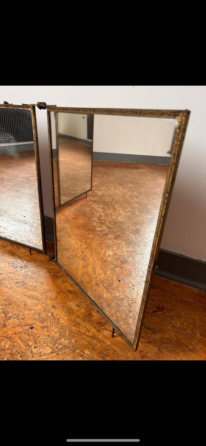 Vintage barber's triptych mirror