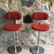 Pair of vintage bar stools with backrest - stainless steel base - 1960