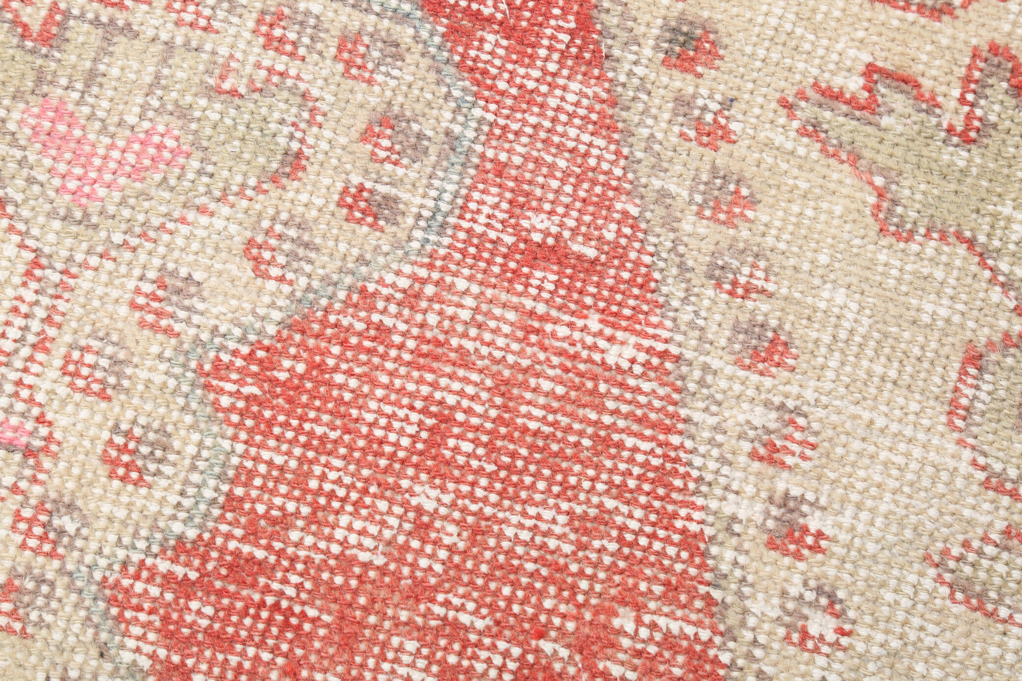 3x6 red and beige wool turkish rug 198x112cm