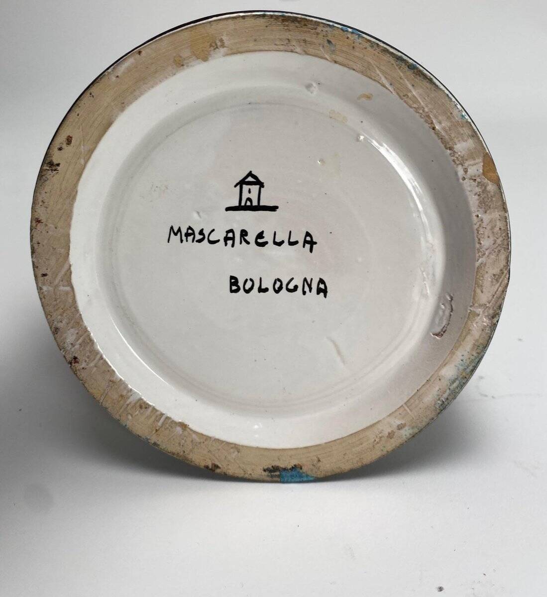 Large Decorated Ceramic Bottle by Atelier Mascarella, 1950s