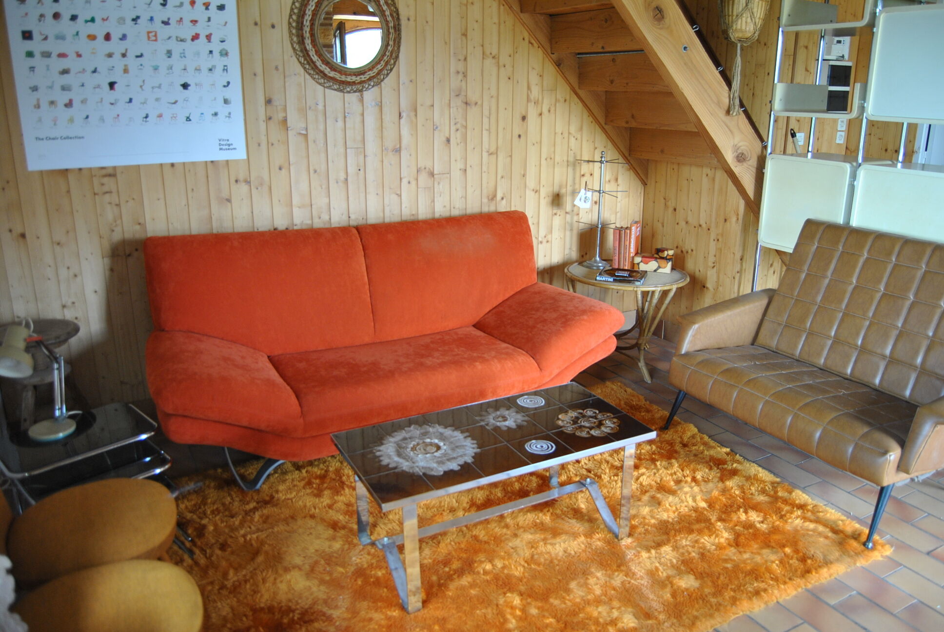 Set of 5 marble and inlaid stone coasters - Artisanal