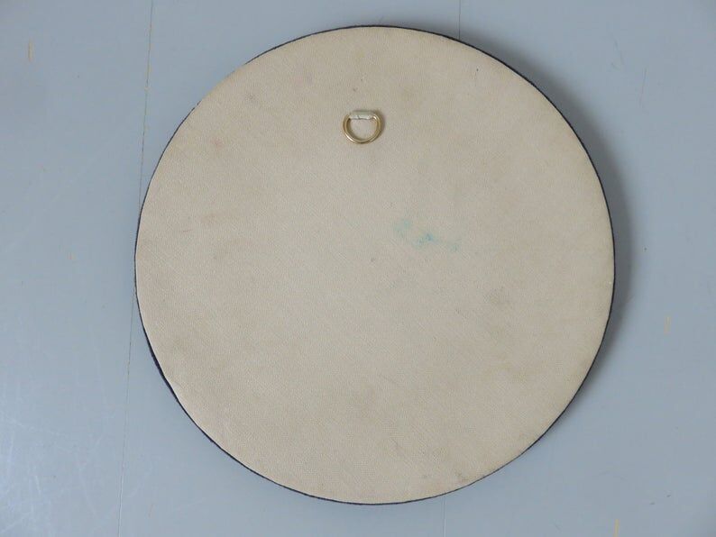 Blue ceramic round mirror 60 70s