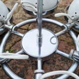 Suspension chrome, 8 spots "eye balls", space age, white