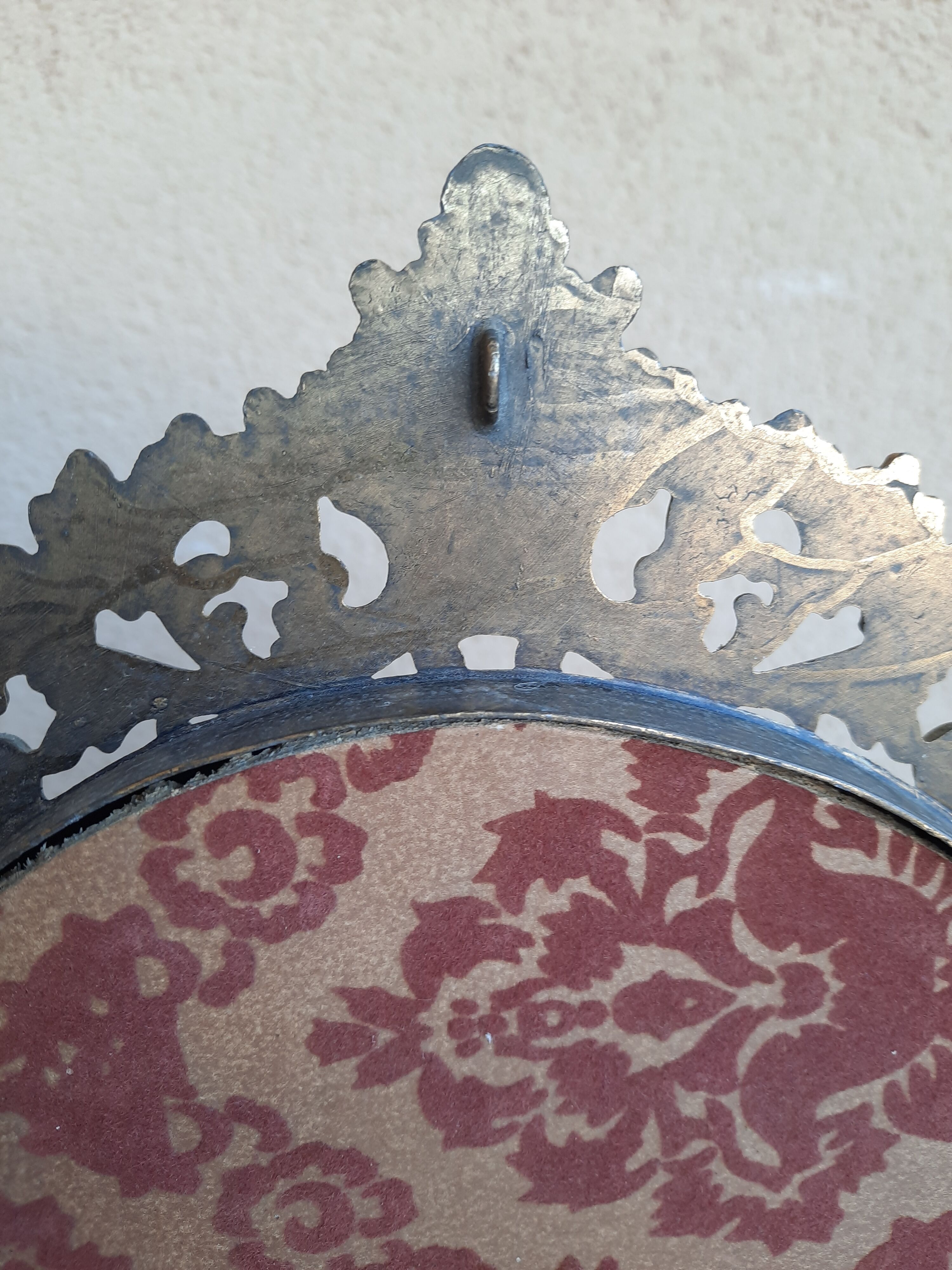 Mirror on foot, swivel, brass, mid-late nineteenth, rock style.