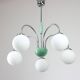 Lustre italien en chrome et opalin du milieu du siècle