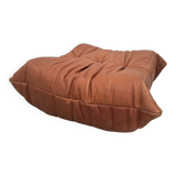 French Togo ottoman in cognac neck leather attributed to Michel Ducaroy for Ligne Roset