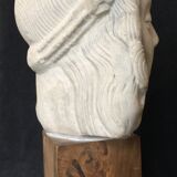 Bronze-middle-aged woman's head in plaster