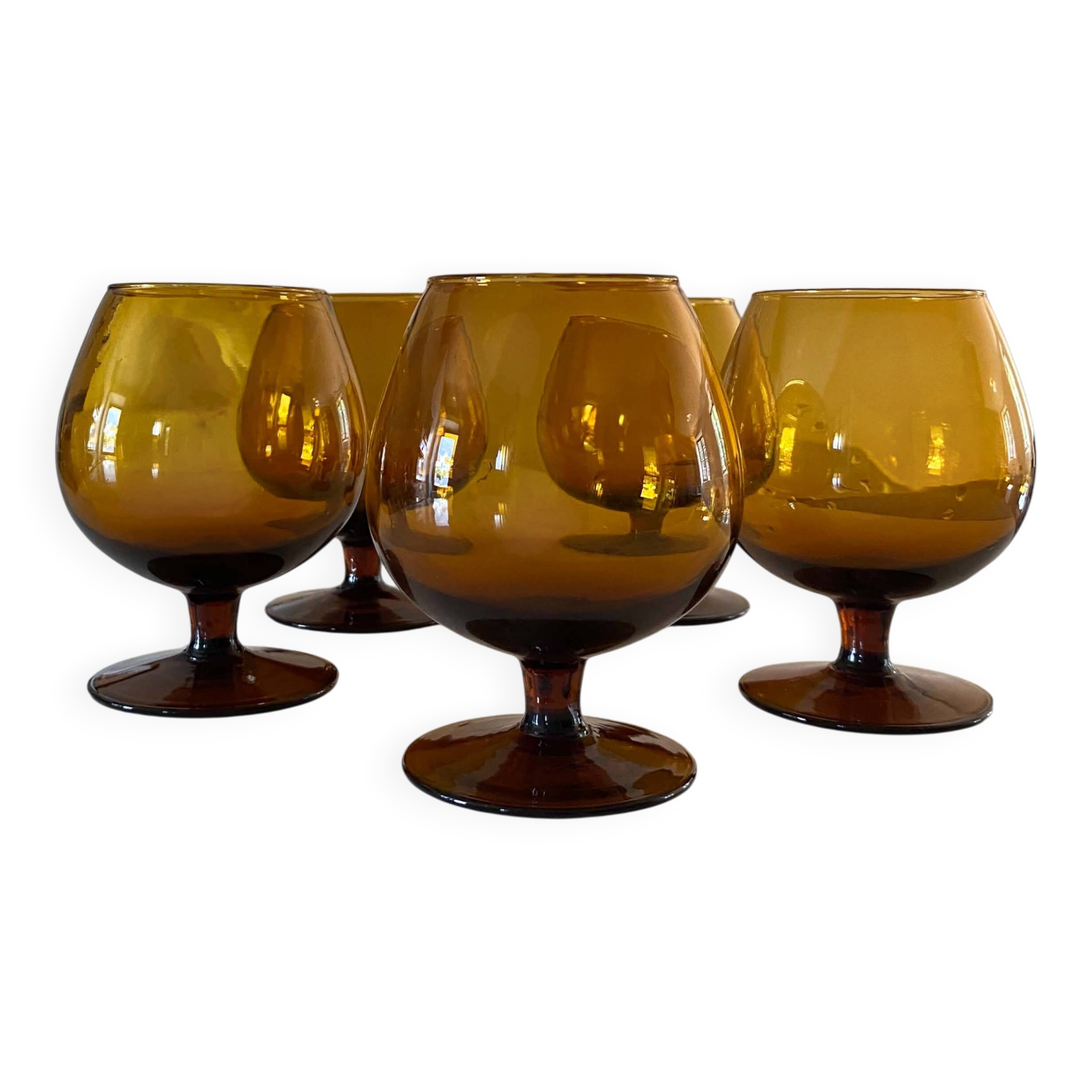 5 vintage cognac glasses