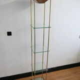 Luminous glass and brass showcase of the Lustrerie Deknudt