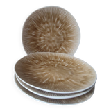 Set of 4 mushroom-style glazed ceramic plates
