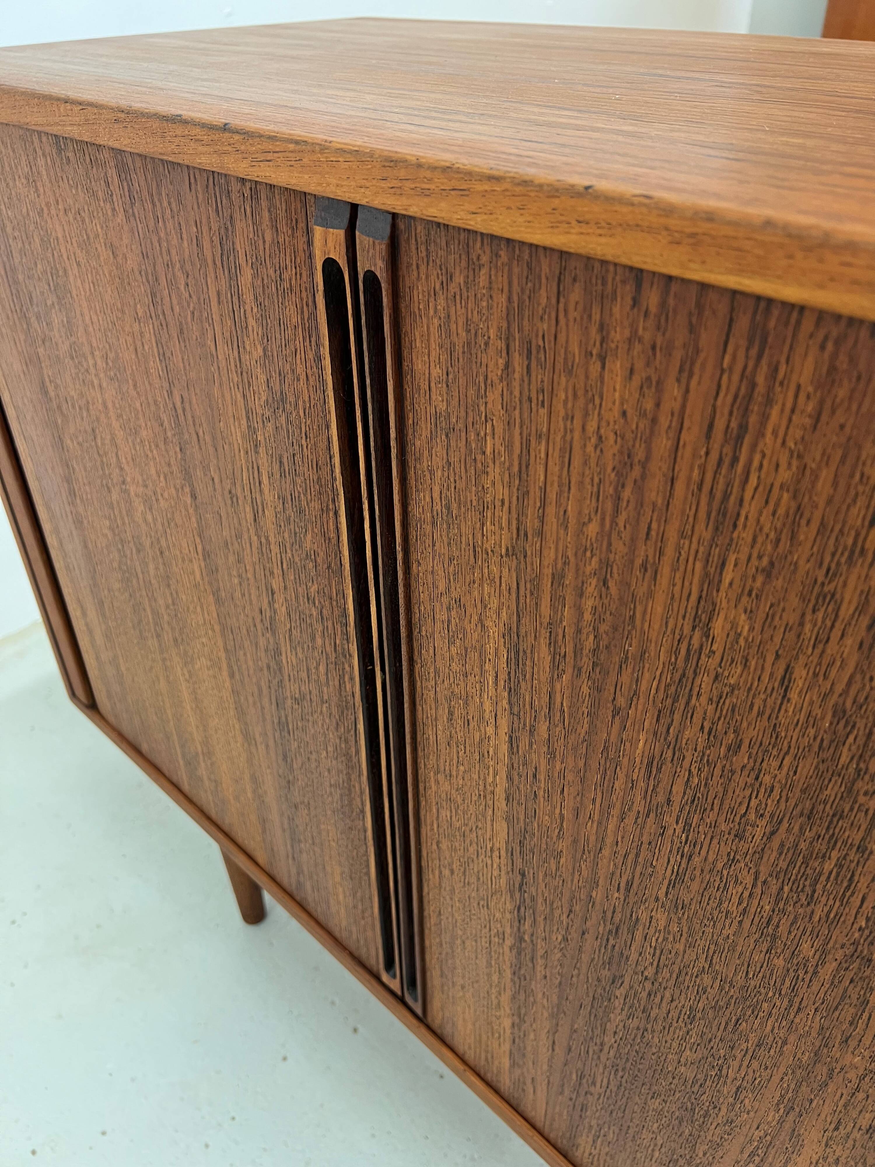 Kai Kristiansen Teak Tambour Door LP Record Cabinet, 1960s.