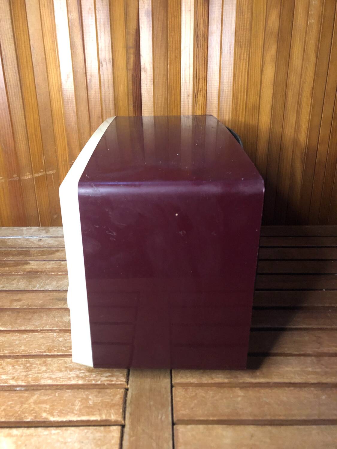 Old radio atlantic bakelite white & bordeaux red vintage #a533