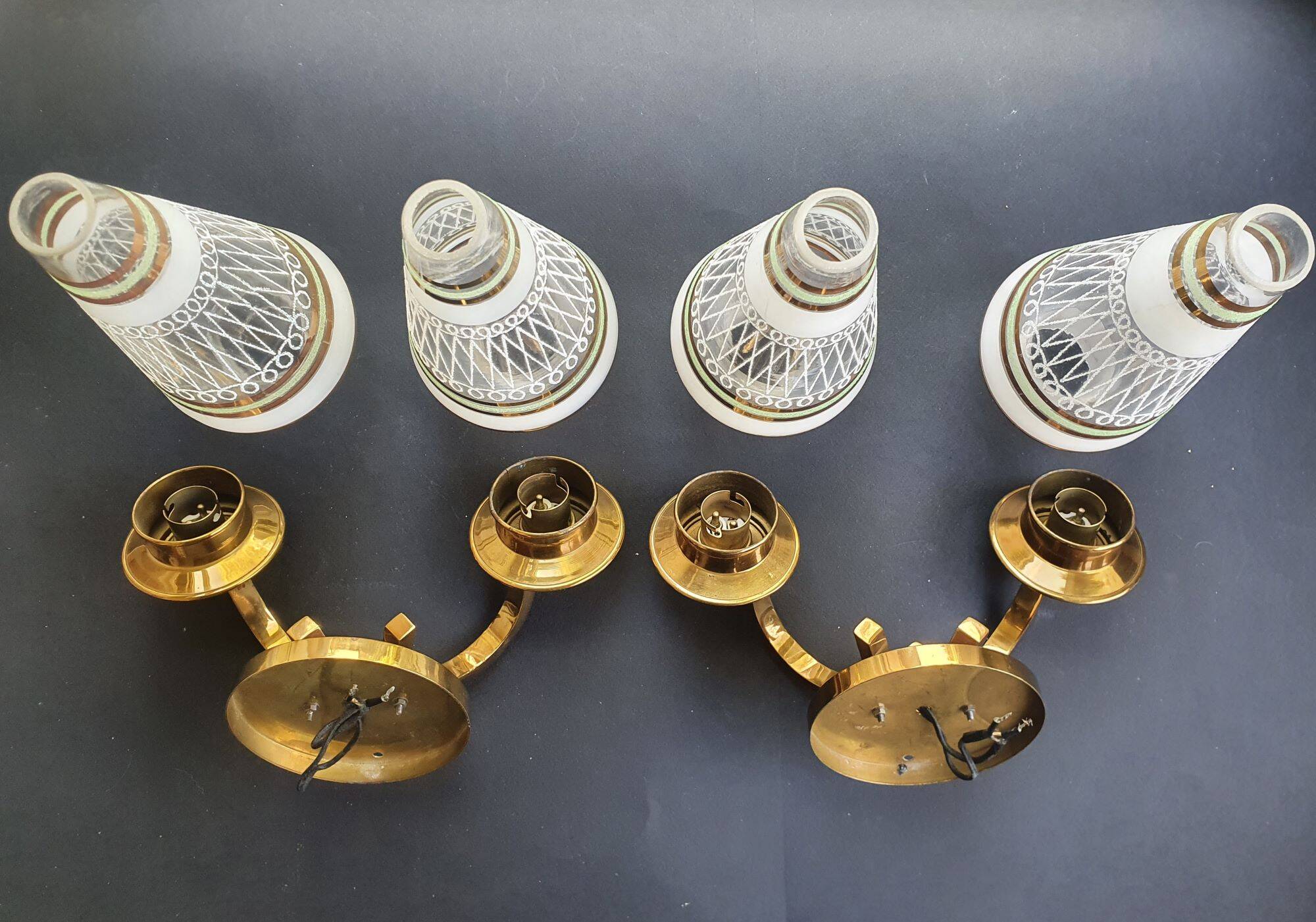 Pair of vintage gold wall sconces France Pierre Gilles Art Deco