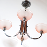 1940s wood and aluminum chandelier